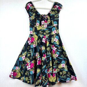 Hell Bunny Mini Dress Womens Size S Tropical Rockabilly Retro Pinup Whimsy Pixie
